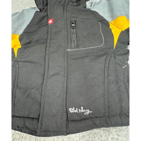 Old Navy Black Yellow Gray Hooded Winter Coat For Infant/Baby 6-12 Months - Picture 6 of 14